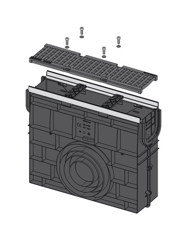 Alcaplast Odwodnienie zewnętrzne studzienka dla AVZ103 z obramowaniem metalowym, ruszt ocynkowany (C250), AVZ103R-R104S