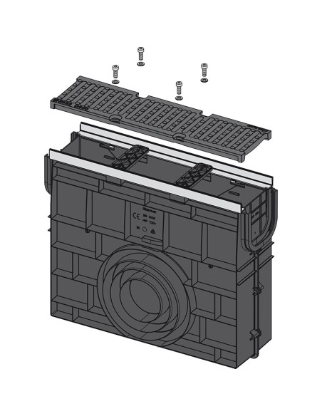 Alcaplast Odwodnienie zewnętrzne studzienka dla AVZ103 z obramowaniem metalowym, ruszt ocynkowany (C250), AVZ103R-R104S
