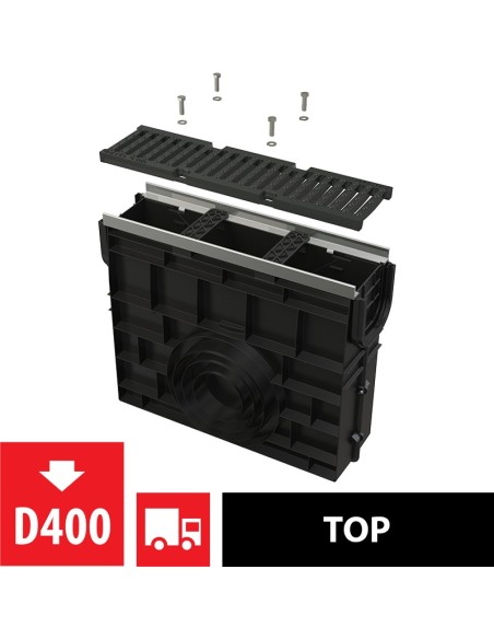 Alcaplast Odwodnienie zewnętrzne studzienka dla AVZ103 z obramowaniem metalowym, ruszt ocynkowany (C250), AVZ103R-R104S