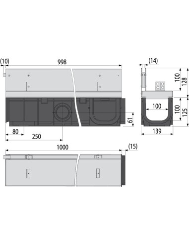 Alcaplast Odwodnienie zewnętrzne 100 mm z obramowaniem metalowym, ruszt żeliwny, D400, AVZ103-R201