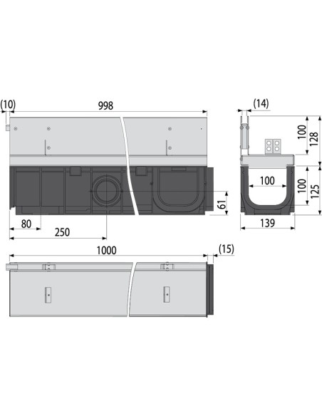 Alcaplast Odwodnienie zewnętrzne 100 mm z obramowaniem metalowym, ruszt żeliwny, D400, AVZ103-R201