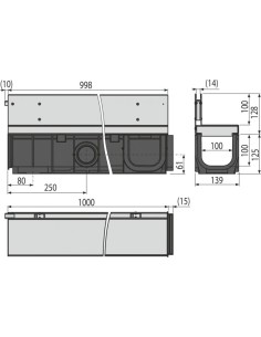 Alcaplast Odwodnienie zewnętrzne szczelinowe asymetryczne 100 mm, stal ocynkowana, AVZ101-R121 2