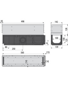 Alcaplast Odwodnienie zewnętrzne szczelinowe asymetryczne 100 mm, stal nierdzewna, AVZ101-R321 2