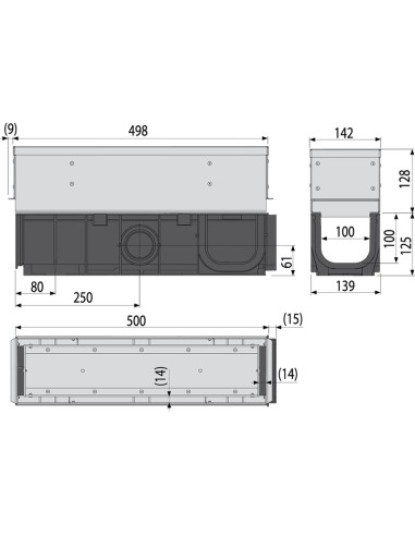 Alcaplast Odwodnienie zewnętrzne szczelinowe asymetryczne 100 mm, stal nierdzewna, AVZ101-R321