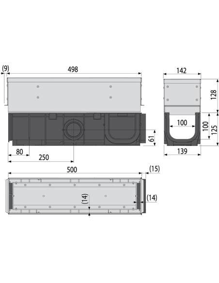 Alcaplast Odwodnienie zewnętrzne szczelinowe asymetryczne 100 mm, stal nierdzewna, AVZ101-R321