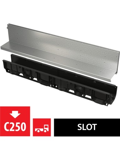 Alcaplast Odwodnienie zewnętrzne szczelinowe asymetryczne z rewizją 100 mm, stal nierdzewna, AVZ101S-R321R