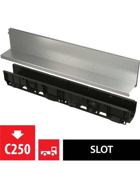 Alcaplast Odwodnienie zewnętrzne szczelinowe asymetryczne z rewizją 100 mm, stal nierdzewna, AVZ101S-R321R