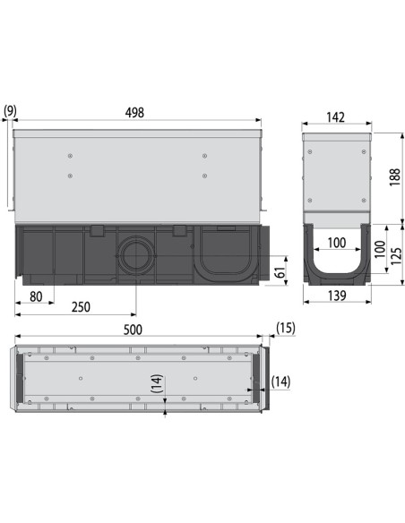 Alcaplast Odwodnienie zewnętrzne szczelinowe asymetryczne  z rewizją 160 mm, stal ocynkowana, AVZ101S-R122R