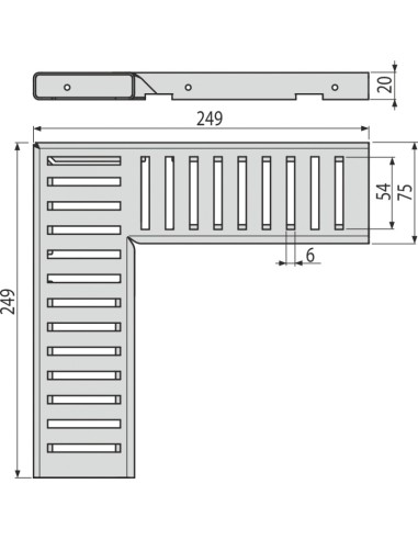 Alcaplast Ruszt odwodnienia drenażowego narożnego 75 mm, stal nierdzewna, ADZ-R301R