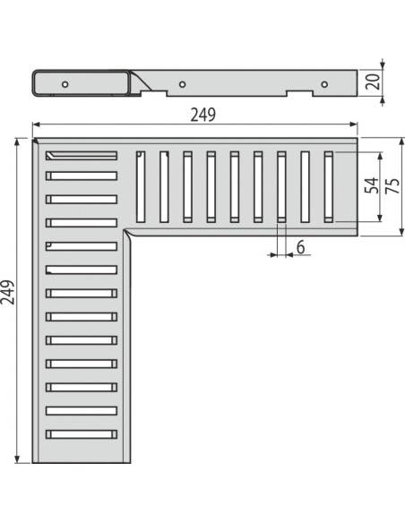 Alcaplast Ruszt odwodnienia drenażowego narożnego 75 mm, stal nierdzewna, ADZ-R301R