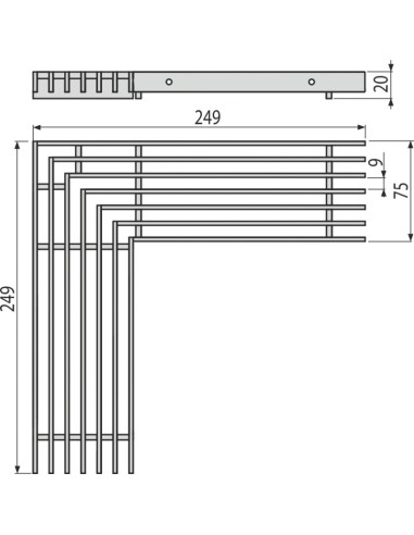Alcaplast Ruszt odwodnienia drenażowego narożnego 75 mm, stal nierdzewna, ADZ-R304R