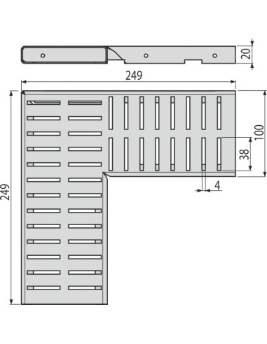 Alcaplast Ruszt odwodnienia drenażowego narożnego 100 mm, stal ocynkowana, ADZ-R122R