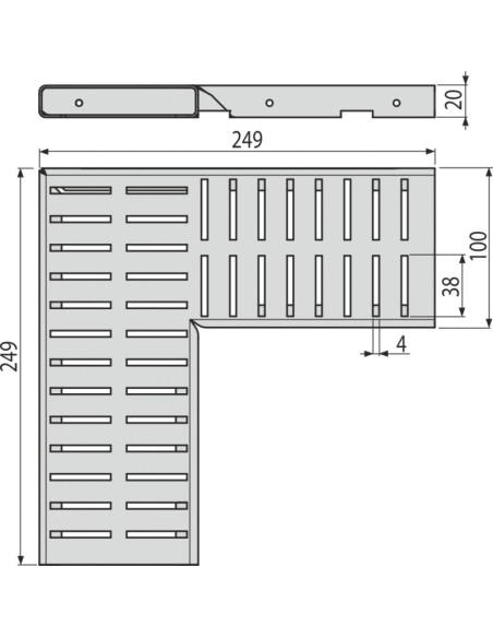 Alcaplast Ruszt odwodnienia drenażowego narożnego 100 mm, stal ocynkowana, ADZ-R122R