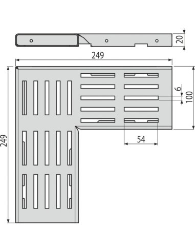 Alcaplast Ruszt odwodnienia drenażowego narożnego 100 mm, stal nierdzewna, ADZ-R321R
