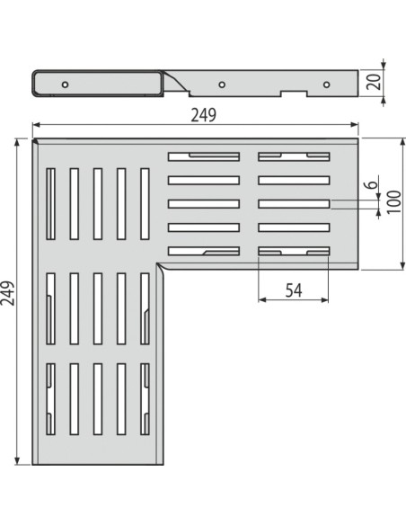 Alcaplast Ruszt odwodnienia drenażowego narożnego 100 mm, stal nierdzewna, ADZ-R321R