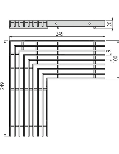 Alcaplast Ruszt odwodnienia drenażowego narożnego 100 mm, stal nierdzewna, ADZ-R323R