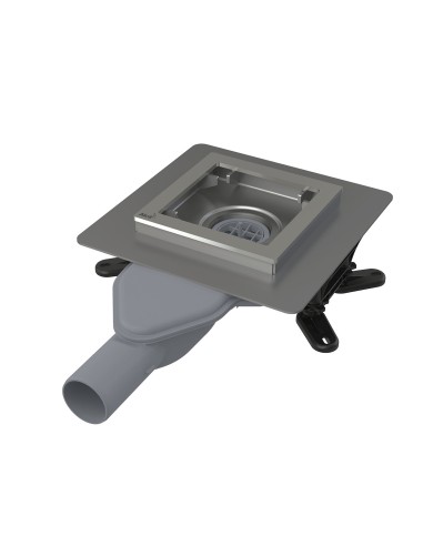 Alcaplast Kratka ściekowa nierdzewna mocno obniżona 130x130 mm, odpływ boczny, bez kratki, syfon mokry, APV110