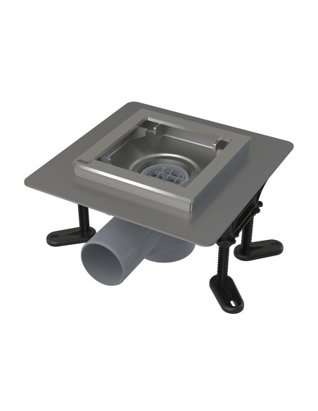 Alcaplast Kratka ściekowa nierdzewna obniżona 130x130 mm, odpływ boczny, bez kratki, syfon mokry, APV120