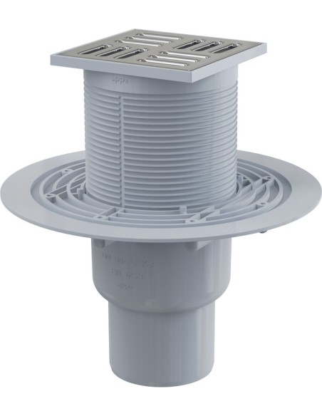 Alcaplast Kratka ściekowa 105 × 105/50/75 odpływ pionowy, kratka nierdzewna, syfon SMART APV2321