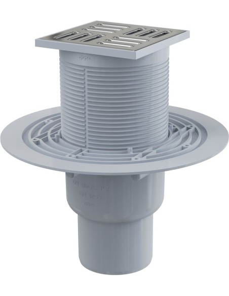Alcaplast Kratka ściekowa 105 × 105/50/75 odpływ pionowy, kratka nierdzewna, syfon mokry APV2311