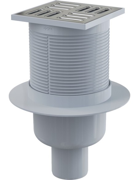 Alcaplast Kratka ściekowa 105 × 105/50 nierdzewna odpływ pionowy z kombinowanym syfonem SMART APV32
