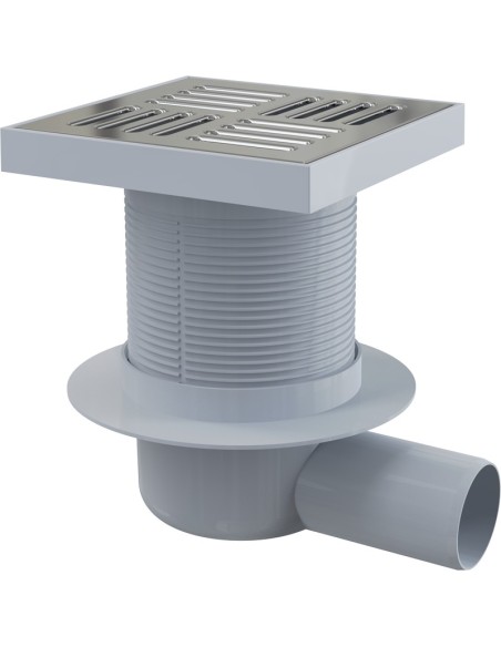 Alcaplast Kratka ściekowa 150 × 150/50 odpływ boczny, kratka nierdzewna, syfon mokry APV5411