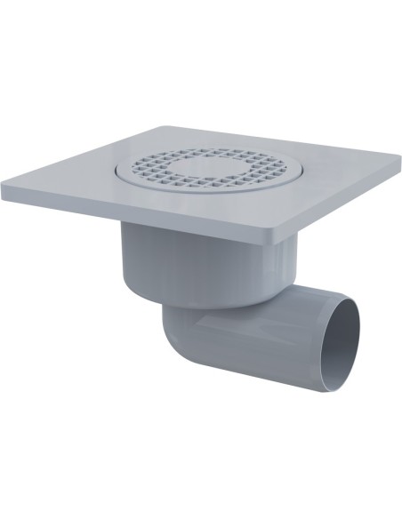 Alcaplast Kratka ściekowa 150 × 150/50 odpływ boczny, kratka szara, syfon mokry APV3