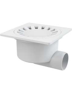 Alcaplast Kratka ściekowa 150 × 150/50 odpływ boczny, kratka biała, syfon mokry APV15