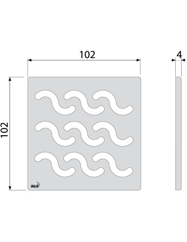 Alcaplast Ruszt 102 × 102 × 5 ze stali nierdzewnej MPV002