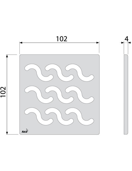 Alcaplast Ruszt 102 × 102 × 5 ze stali nierdzewnej MPV002