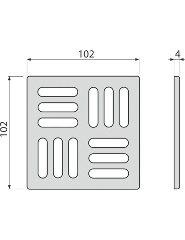 Alcaplast Kratka DESIGN 102 ×102 mm, stal nierdzewna, MPV002