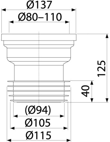 Alcaplast Przyłącze WC proste, A991