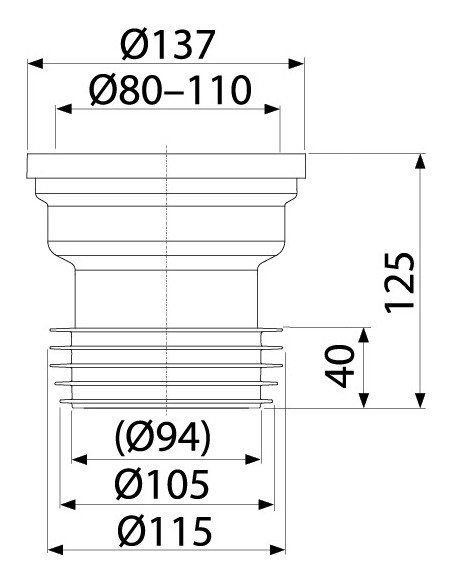 Alcaplast Przyłącze WC proste, A991