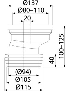 Alcaplast Przyłącze WC proste, A991 2