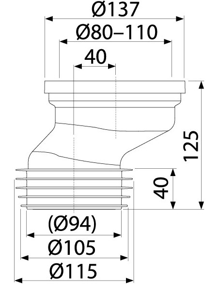 Alcaplast Przyłącze WC mimośrodowe 40 mm, A991-40