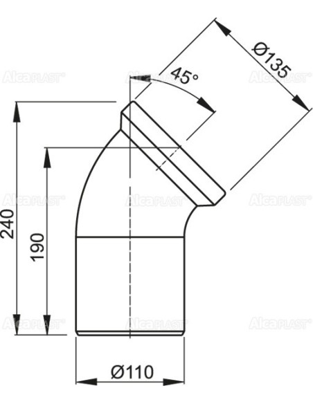 Alcaplast Przyłącze WC - kolano 45° , A90-45