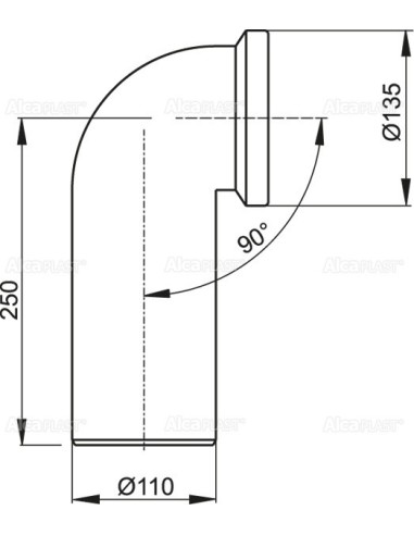 Alcaplast Przyłącze WC - kolano 90° , A90-90