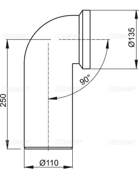 Alcaplast Przyłącze WC - kolano 90° , A90-90