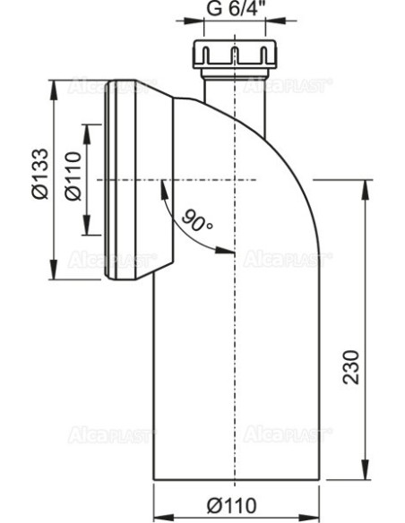 Alcaplast Przyłącze WC z podłączeniem DN40 - kolano 90°, A90-90P40