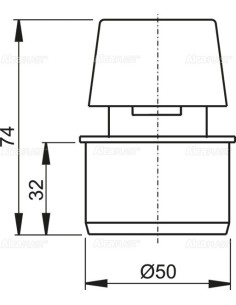 Zawór napowietrzający kanalizacyjny z wyjścien DN50, APH50 2