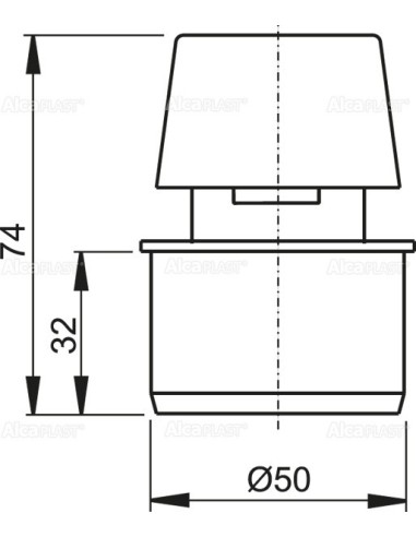 Zawór napowietrzający kanalizacyjny z wyjścien DN50, APH50