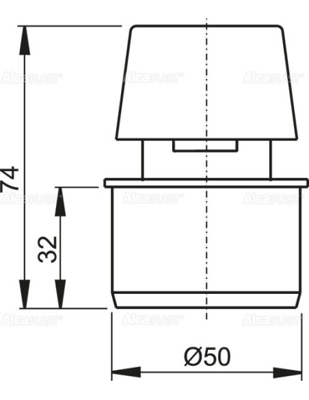 Zawór napowietrzający kanalizacyjny z wyjścien DN50, APH50