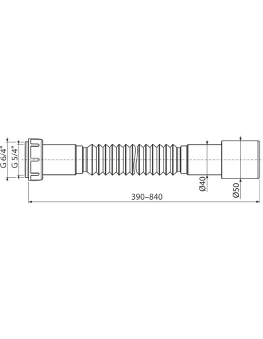 Alcaplast Przyłącze elastyczne Ø6/4" z redukcją na 5/4"×50/40 mm, plastik, A793