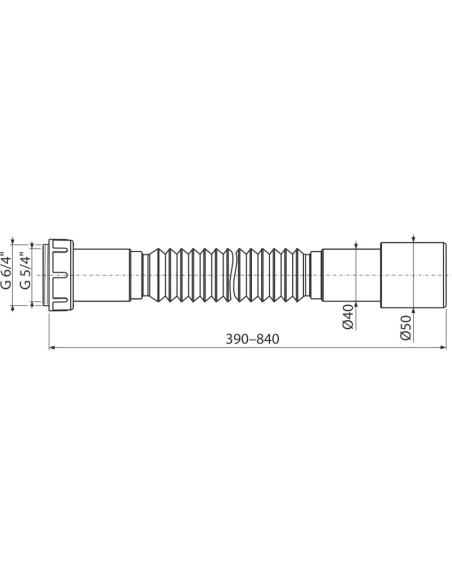 Alcaplast Przyłącze elastyczne Ø6/4" z redukcją na 5/4"×50/40 mm, plastik, A793