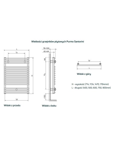 Grzejnik łazienkowy Purmo Santorini 714x400, SAN0704
