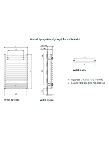 Grzejnik łazienkowy Purmo Santorini1134x600 SAN1106