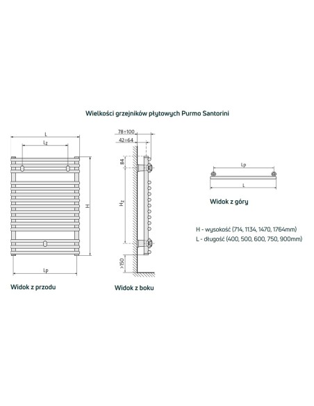 Grzejnik łazienkowy Purmo Santorini1764x750 SAN1807