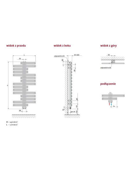 Grzejnik łazienkowy Purmo KEA 1022x600, KEA1006