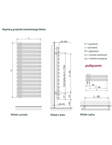 Grzejnik łazienkowy Purmo RATEA 796x500, RAT0805