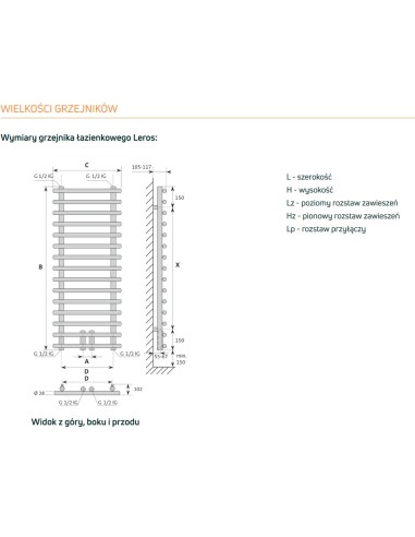 Grzejnik łazienkowy Purmo Leros 1812x600, LER1806M